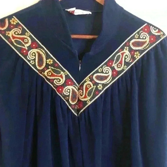 Vintage Vanity Fair Ladies Fleece Zip Up Robe Blue with Embellish Top size XL - Picture 4 of 5